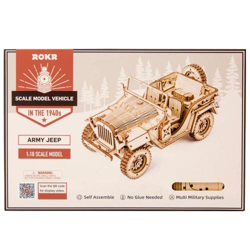 bouwpakket - robotime - volwassenen - houten bouwpakket - duurzaam - educatief - knutselen - Robotime Army Field Car - modelbouw - miniatuur - Rokr - dn houten tol - speelgoedwinkel - gemert