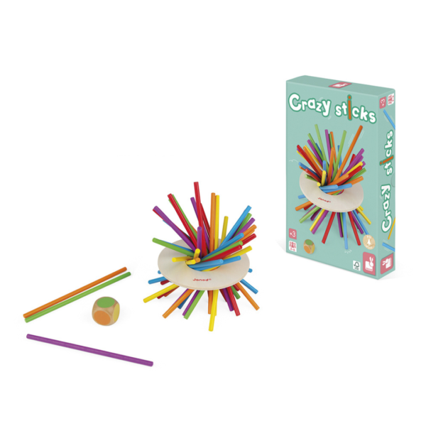 crazy sticks - spel - vanaf 3 jaar - vanaf 2 spelers - gemert - speelgoedwinkel - houten speelgoed - duurzaam - motoriek - educatief - dn houten tol - verjaardag - online - webshop