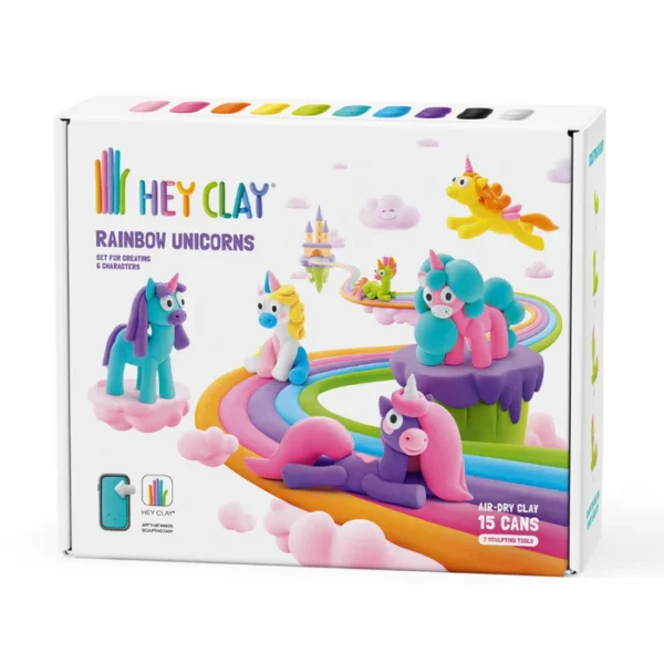 Hey clay set - unicorn rainbow - hey clay - kleien - app - kleurrijk - pedagogisch - spel - peuters - vogels - kleuters - open end play - dn houten tol - gemert - speelgoedwinkel - duurzaam - educatief - verantwoord - bso - kinderdagverblijf - opvang - hout - kinderen - peuter - dreumes - kleuter - baby - toyshop - woodentoys - webwinkel - kado - eerlijk - trendy - nieuwe - fsc - recyclebaar - antroposofisch - speelplezier - koop lokaal - sensory - vrijeschool